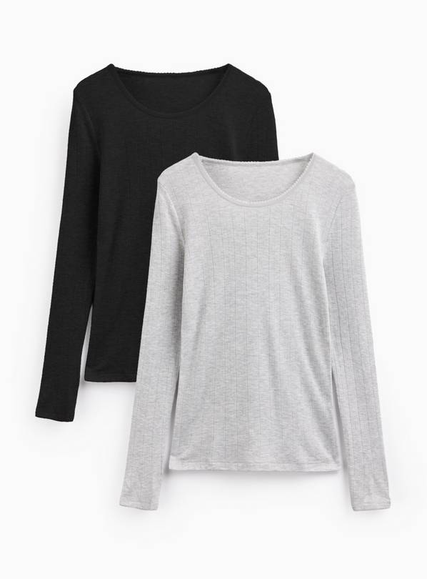 Grey & Black Thermal Long Sleeve Tops 2-Pack L